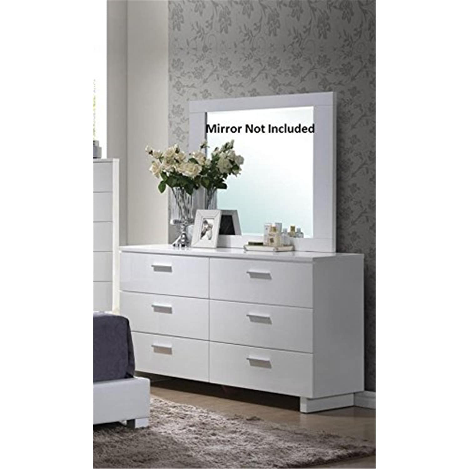 6 Drawer Dresser - Modern White Storage Chest - Bedroom Furniture Organizer