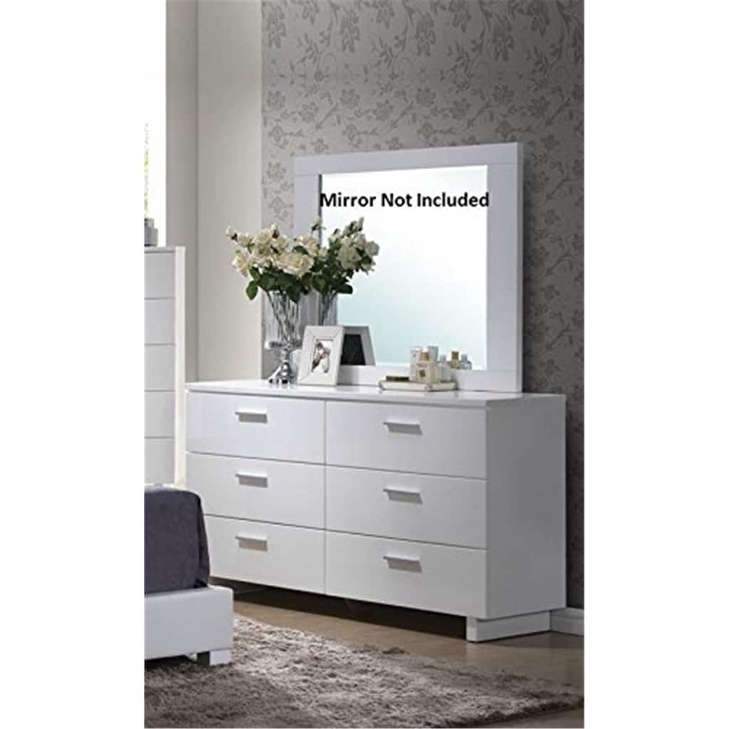 6 Drawer Dresser - Modern White Storage Chest - Bedroom Furniture Organizer