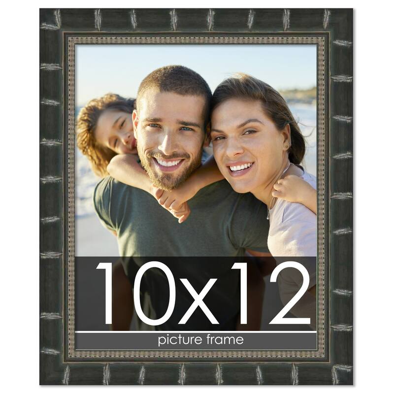 10x12 Black Modern Bamboo Picture Frame - UV Acrylic, Foam Board Backing, Hanging Hardware - Holds 10x12 Photo