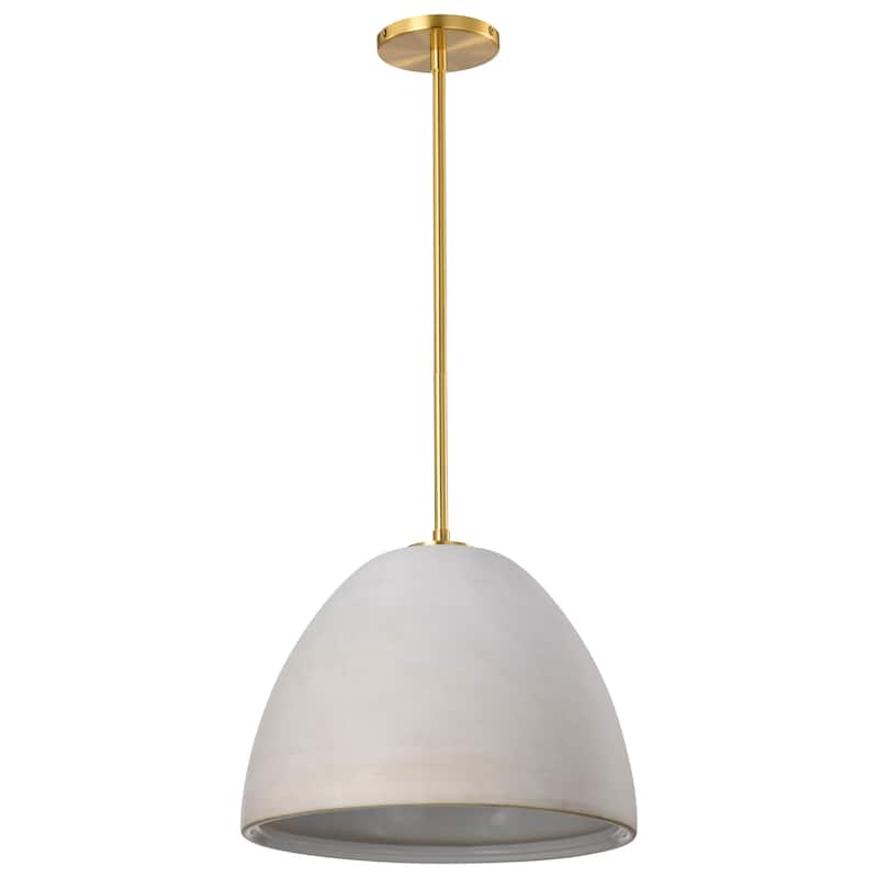 Collins 14 Inch Pendant with White Ceramic - Brushed Brass - Brushed Brass