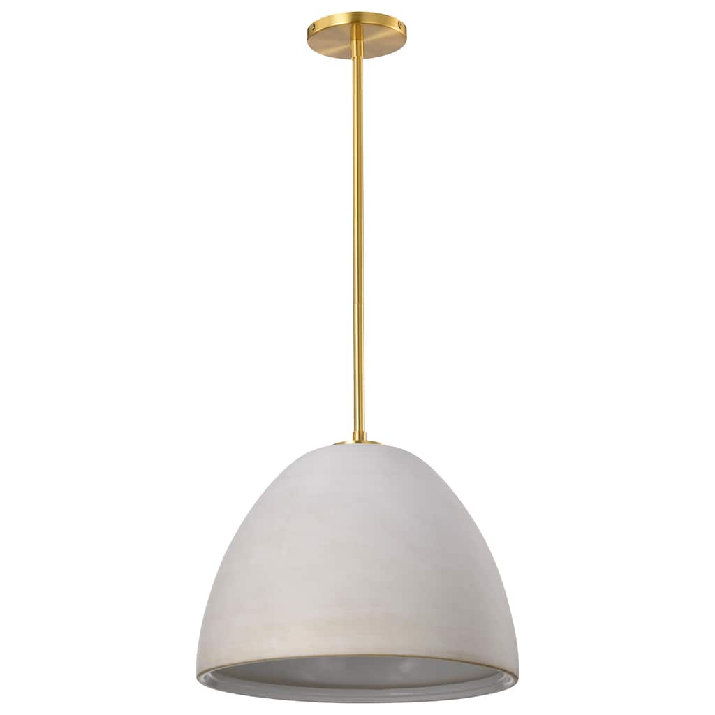 Collins 14 Inch Pendant with White Ceramic - Brushed Brass