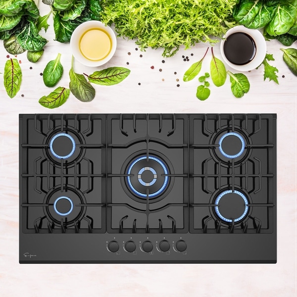 Empava 36 Gas Cooktop with 5 Italy Sabaf Sealed Burners NG/LPG Convertible in Stainless Steel Model 2020 36 Inch 