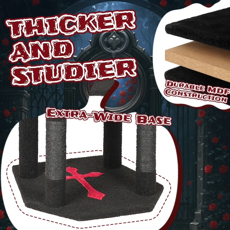57" Gothic Cat Tree with Multi-Level Platforms and Scratching Posts Cozy Condo and Coffin Bed