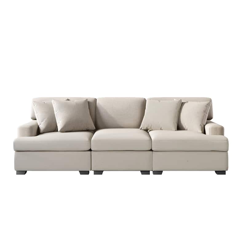 Light luxury Linen Fabric 3 Seater Sofa, Afternoon Tea Leisure Seating ...
