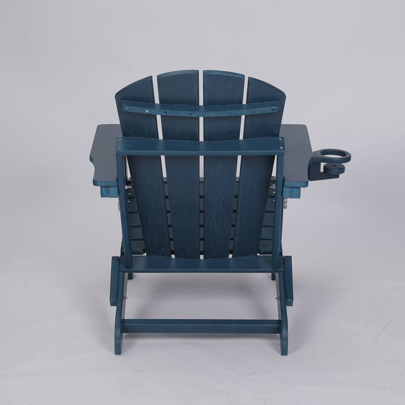HDPE Folding Adirondack Chair with Dual Cup Holder - Composite Adirondack Chair with Wood Texture