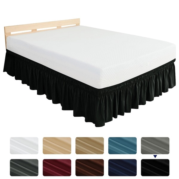 Solid Color Pleated Bed Ruffle Dust Ruffle Drop Easy Fit Bed Skirt 15'' 