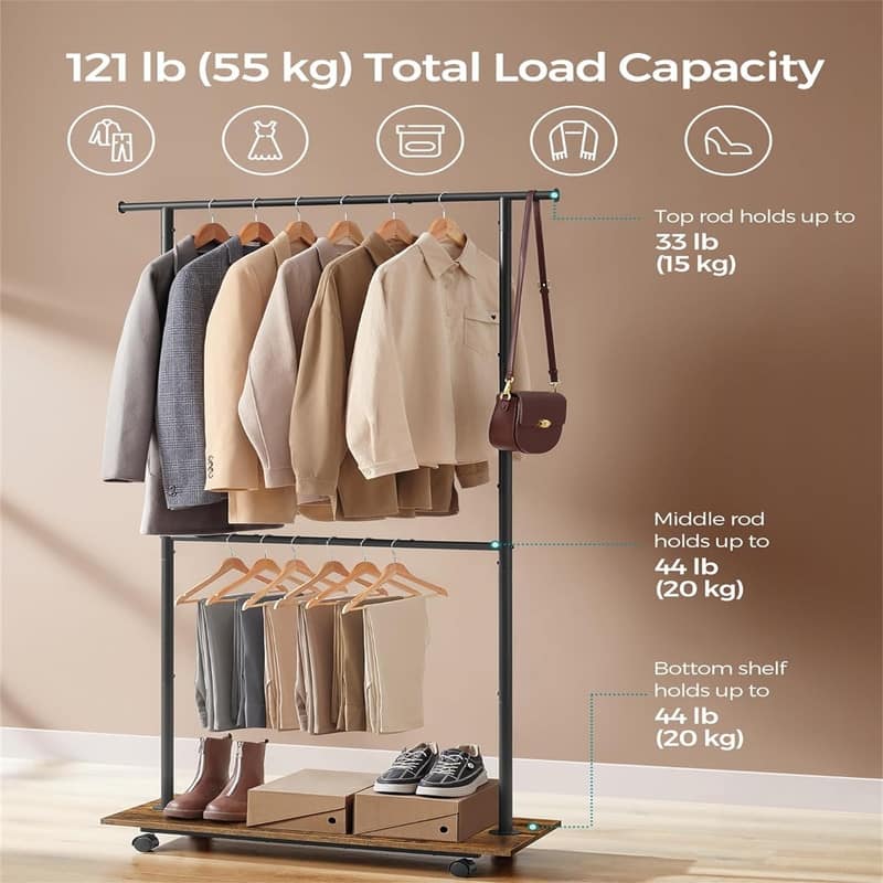Clothes Rack with Wheels Clothing Rack