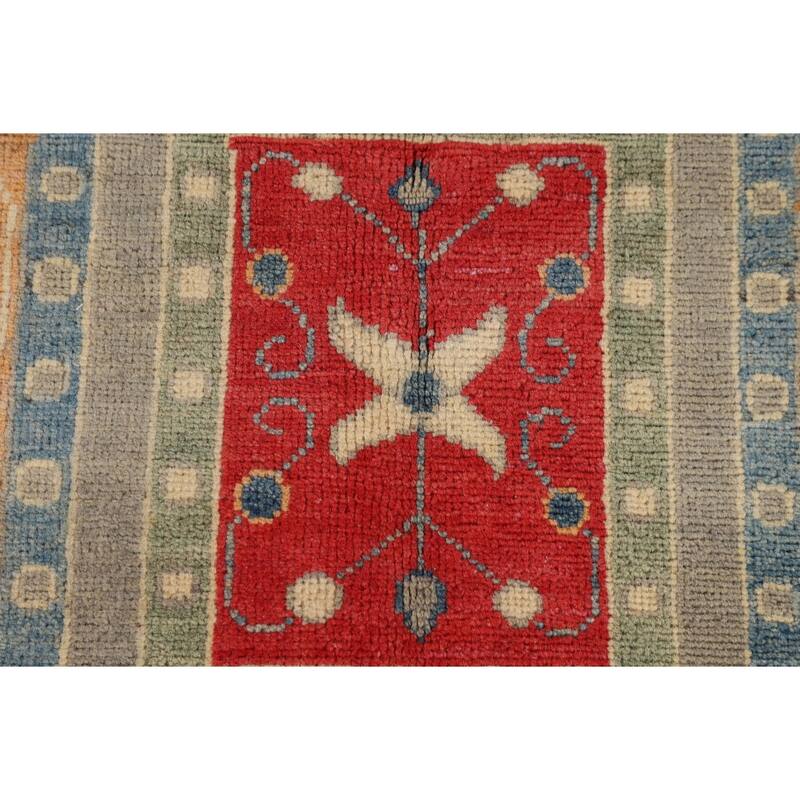 Garden Design Kazak Area Rug Hand-Knotted Wool Carpet - 4'0" x 6'1"