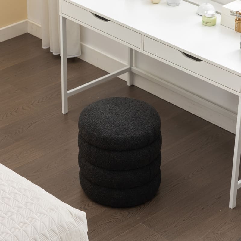 Boucle Round Ottoman Footrest Stool