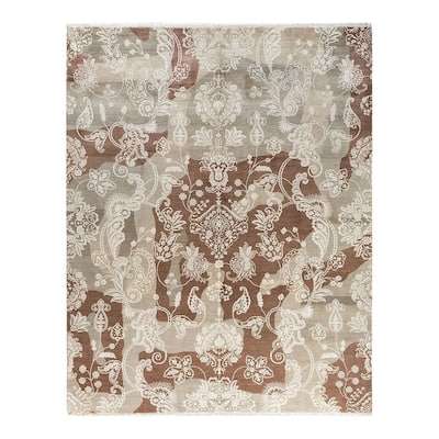 Ikat One-of-a-Kind Hand-Knotted Area Rug - Brown, 8' 2" x 10' 4" - 8' 2" x 10' 4"
