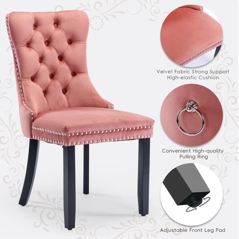 Tufted Naliheads Solid Wood Upholstered Dining Chairs (Set of 2)
