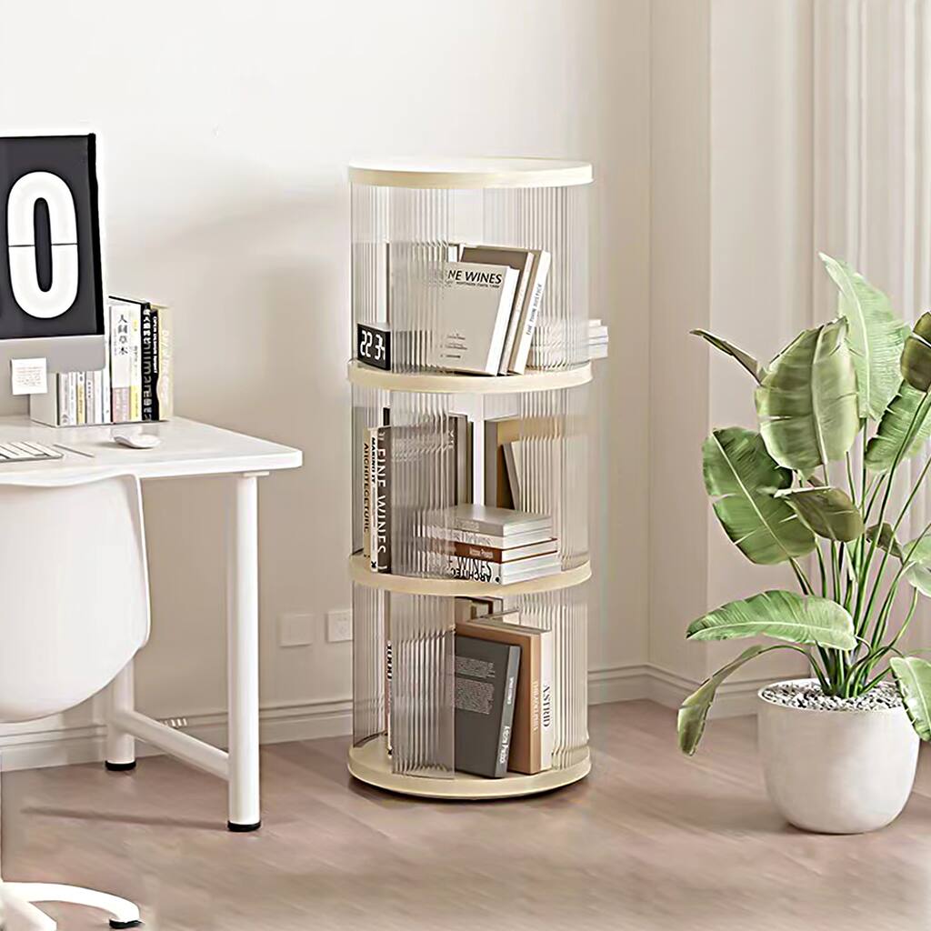 360° Rotating Bookshelf, Small Corner Bookcase with Small Footprint, 3 Tier Floor Standing Bookcase
