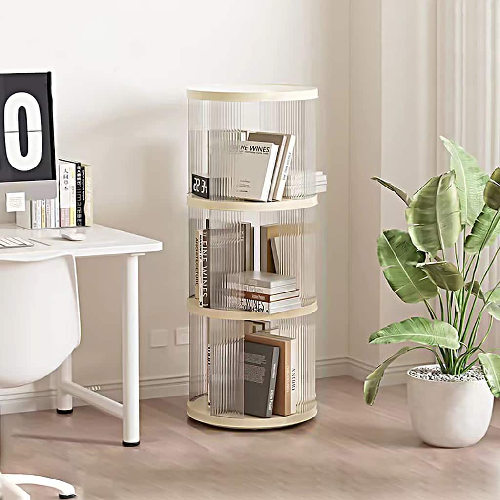 360° Rotating Bookshelf, Small Corner Bookcase with Small Footprint, 3 Tier Floor Standing Bookcasefor Kids&Adults