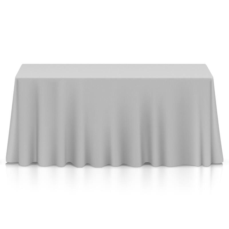 90 x 132in 10pk Rectangular Polyester Tablecloths Silver - Set of 10