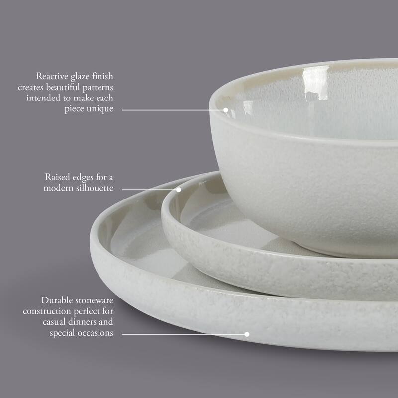 Gibson Elite Tahoe Sunset 12 Piece Stoneware Reactive Glaze (Service for 4) Ceramic Plates and Bowls Dinnerware Set