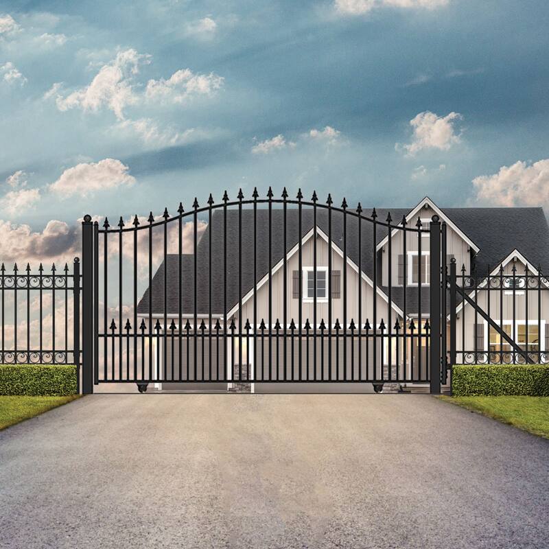 ALEKO Garden Steel Single Sliding 12 ft Driveway Gate Munich Style with Gate Opener