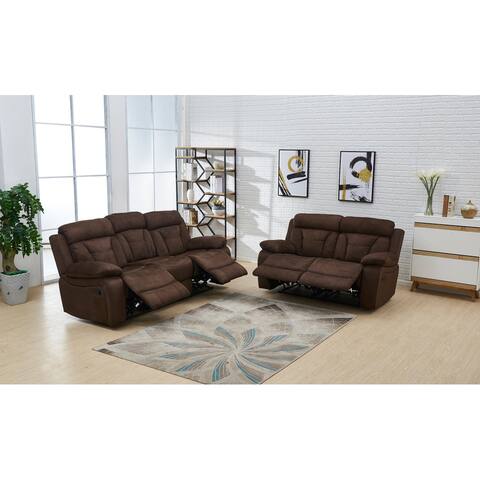Betsy Furniture 2 Piece Microfiber Reclining Living Room Set, Sofa and Loveseat