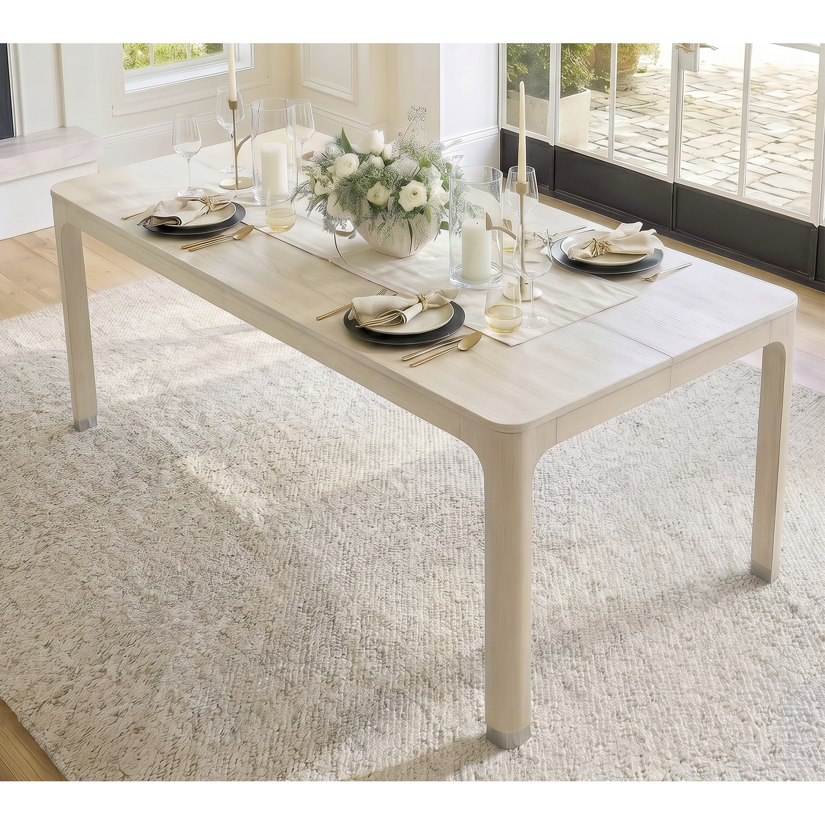 WAMPAT 66" Rectangular Dining Table With Solid Wood Legs