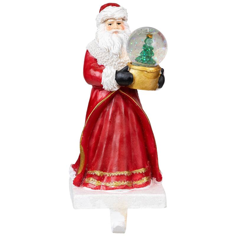 9" Old-World Santa with Snow Globe Christmas Stocking Holder