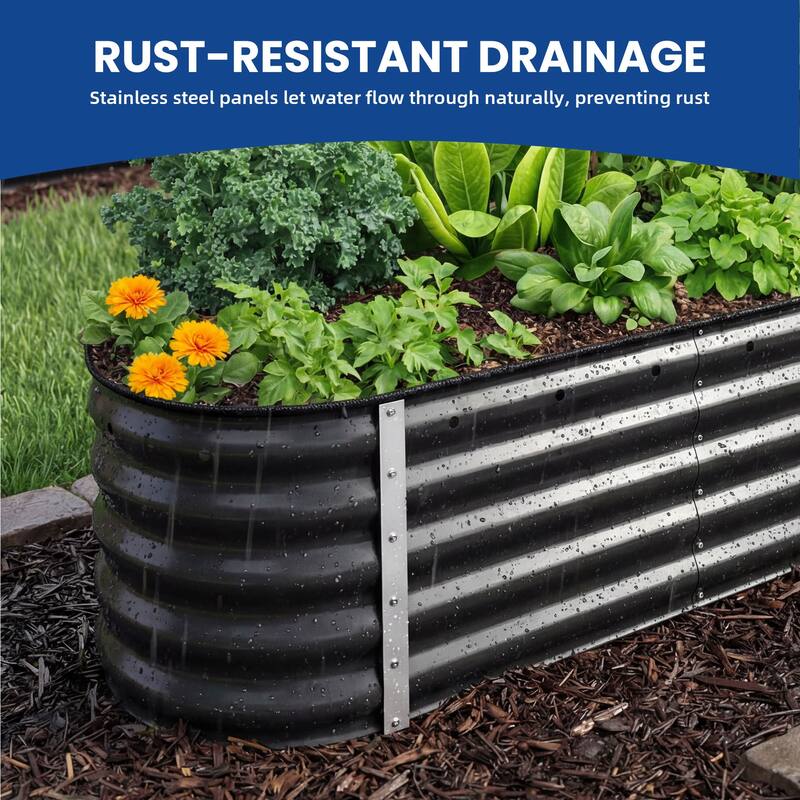 Moasis Oval Metal Outdoor Raised Garden Bed