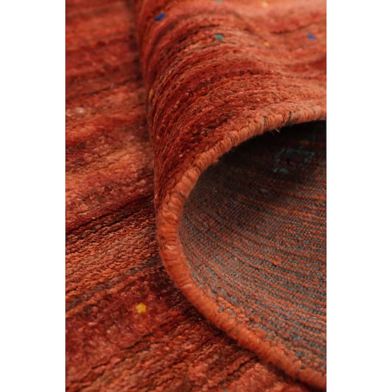 Hand Knotted Oriental Viscose Silk Carpet Tribal Animal Pictorial Oranges & Rust Gabbeh Area Rug - 11' 8'' X 8' 2''