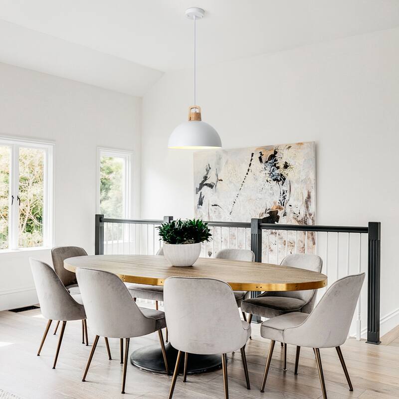 1-Light Rustic Hanging Pendant Light with Metal Shaded for Kitchen Island