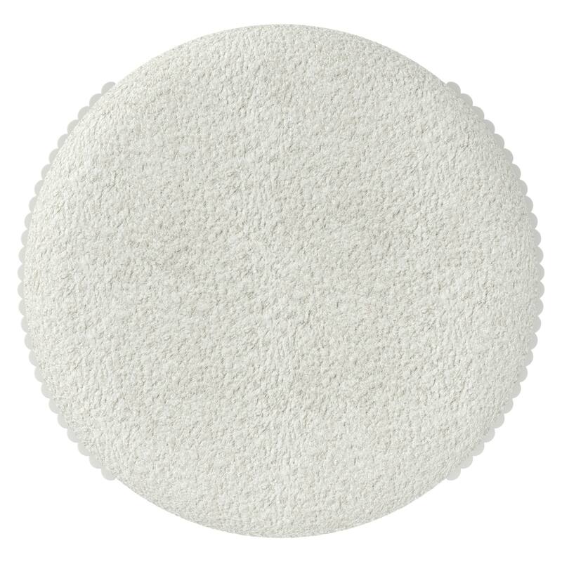 Modern Boucle Fabric & Engineered Wood Round Ottoman