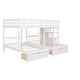 preview thumbnail 6 of 16, Triple Bunk Bed with Stairs and Storage, Full Over Twin & Twin Bunk Bed for 3, Wooden Bunk Bed