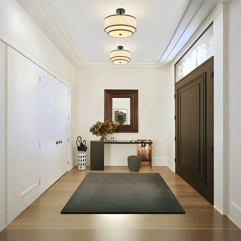 Starsky Modern 3-light Fabric Drum Semi Flush Mount