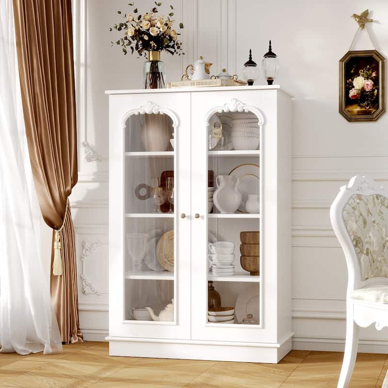 Modern Kitchen Pantry Cabinet Freestanding Storage Cabinet White Brown