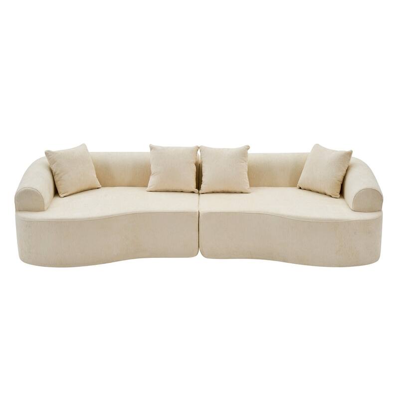 106.29" Curved Chenille Sectional Sofa, No Assembly Required