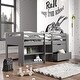 preview thumbnail 3 of 6, Wooden Twin Size Low Loft Bed with Storage, Loft Platform Bed Frame for Kids, Solid Wood Slat Support, No Box Spring Needed