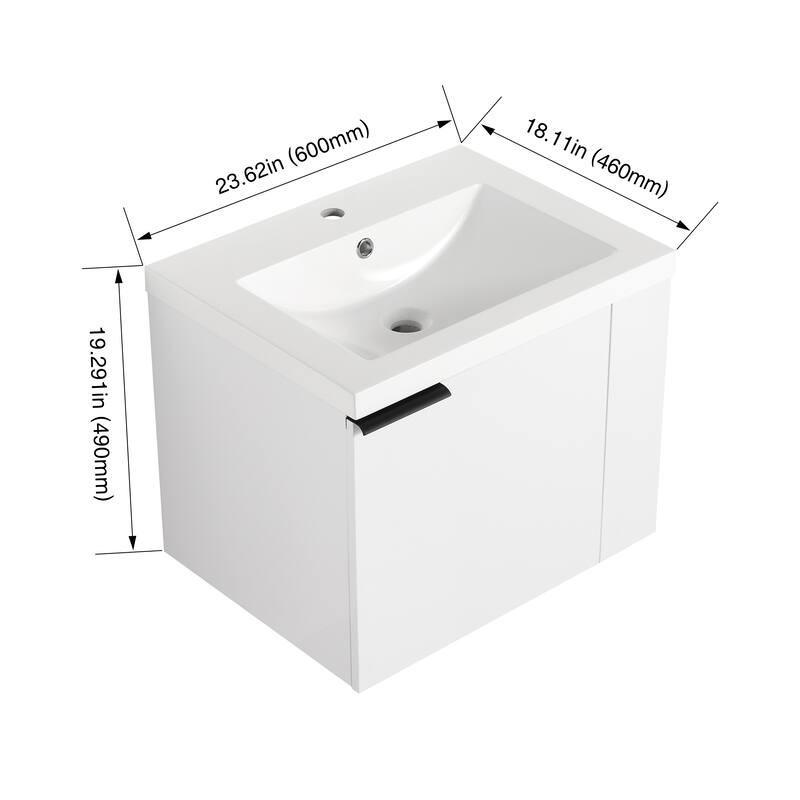 Plywood Wall-Mounted Bathroom Vanity with Integrated Resin Sink
