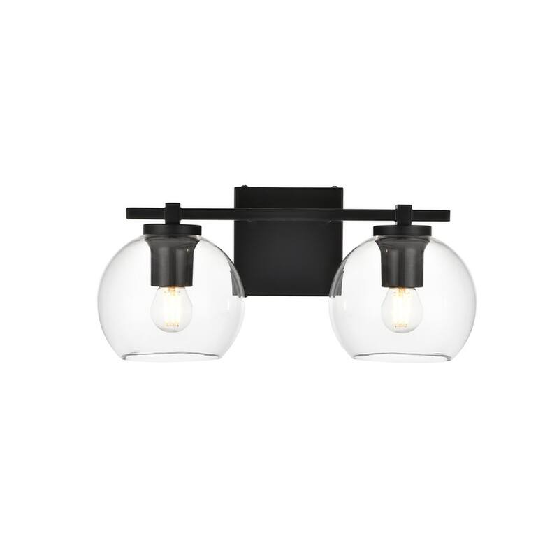 Julian 1 Light Black and Clear Bath Sconce - Black - 15