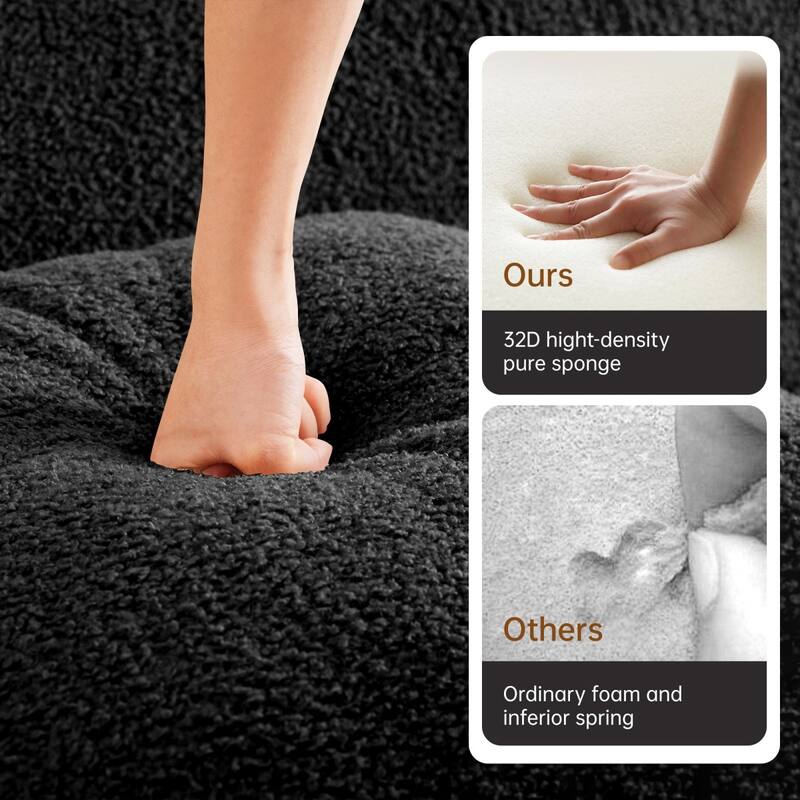 High-Quality Teddy Fabric Boneless Sofa Couches, No Assembly Required