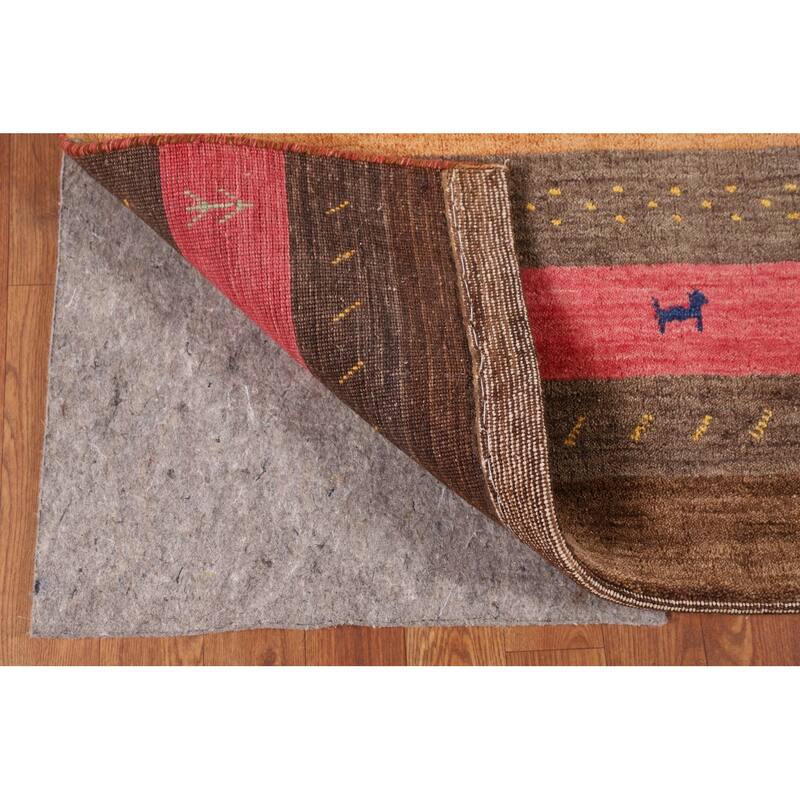 Striped Tribal Gabbeh Indian Area Rug Handmade Wool Carpet - 5'3"x 7'10"