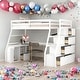 preview thumbnail 2 of 7, Modern Twin Size Loft Bed With 7 Drawers,2 Shelves and Desk,Sturdy Construction