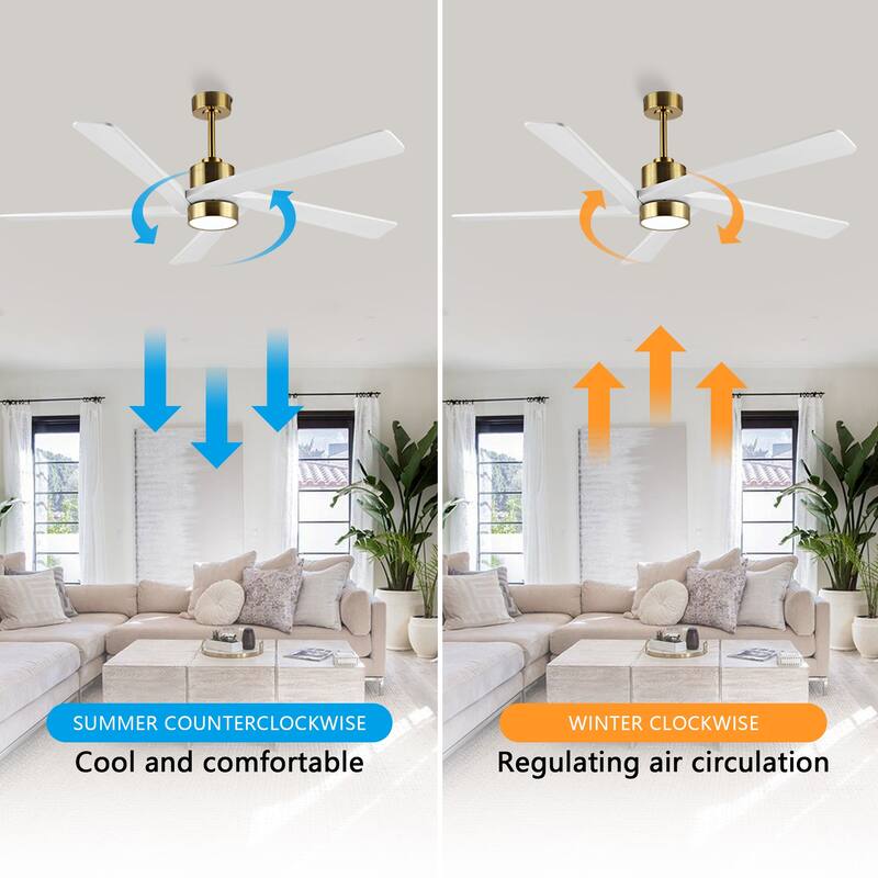 WINGBO 72" Ceiling Fan with Lights, 5 Reversible Blades, Ultra Quiet 6-Speed DC Motor...
