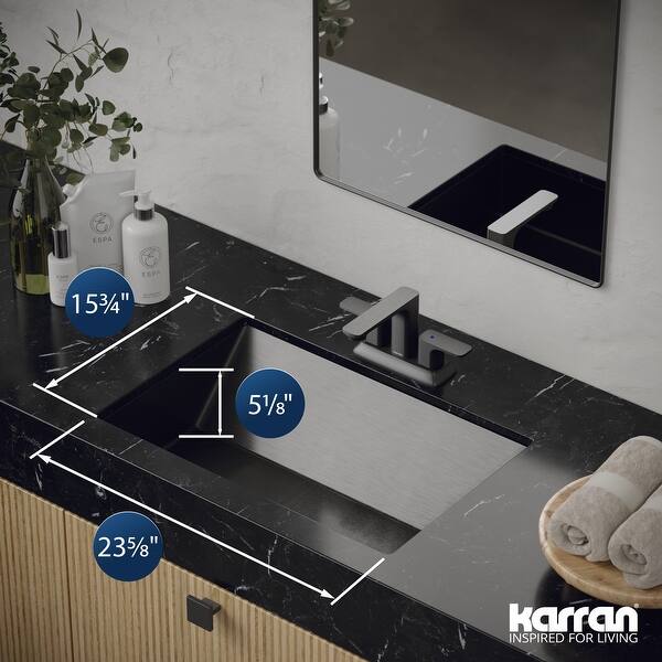 dimension image slide 2 of 3, Karran Cinox Stainless Steel Rectangular Undermount Sink
