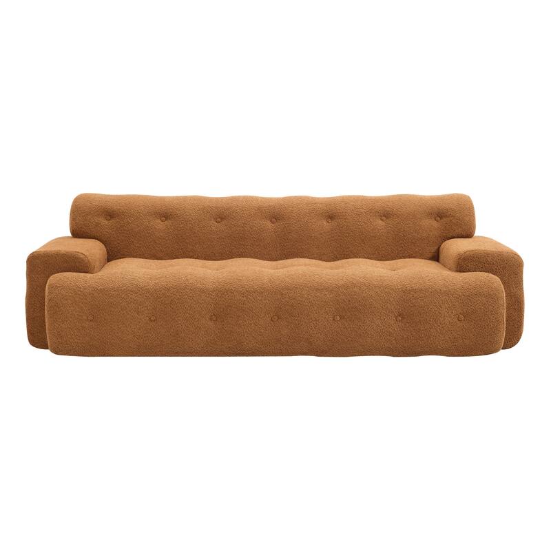 Button Tufted Upholstered 3 Seater Sofa, Comfy Chenille Deep Seat Cloud Couch, Compression Sofa for Apartment, Living Room - Camel