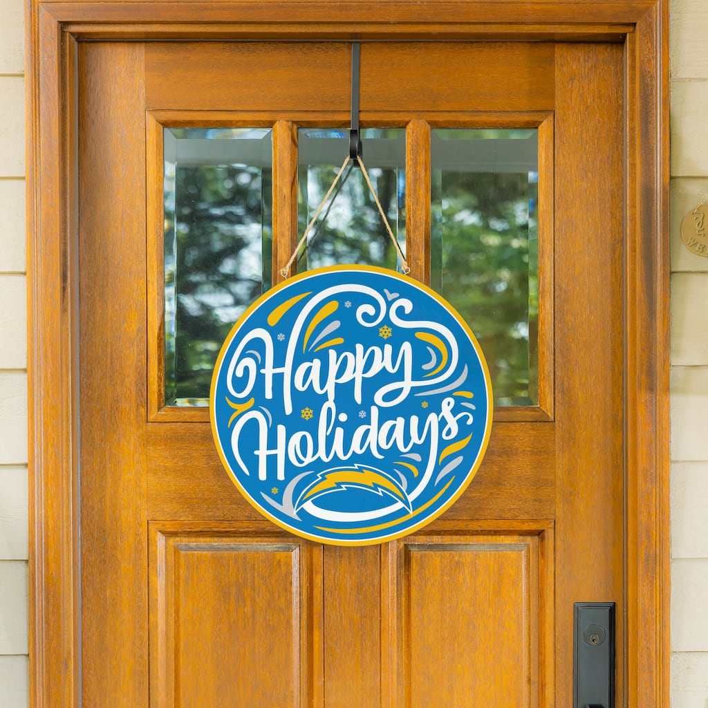 Los Angeles Chargers 18" x 18" Happy Holidays Door Décor Wall Sign - 18" x 18"