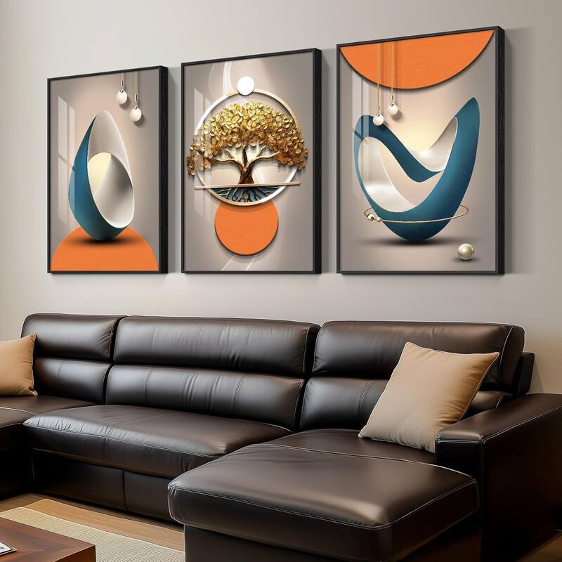Bright Style Paintings Artwork, Set of 3 Piece Contemporary Luxury - 24 x 36