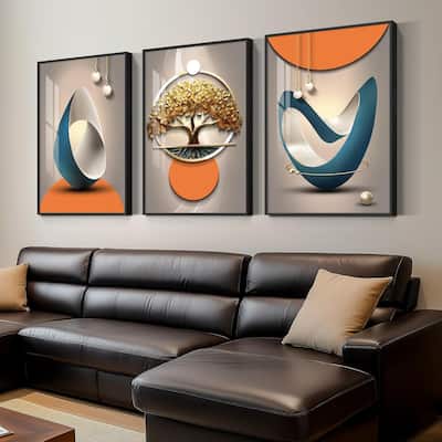 Bright Style Paintings Artwork, Set of 3 Piece Contemporary Luxury