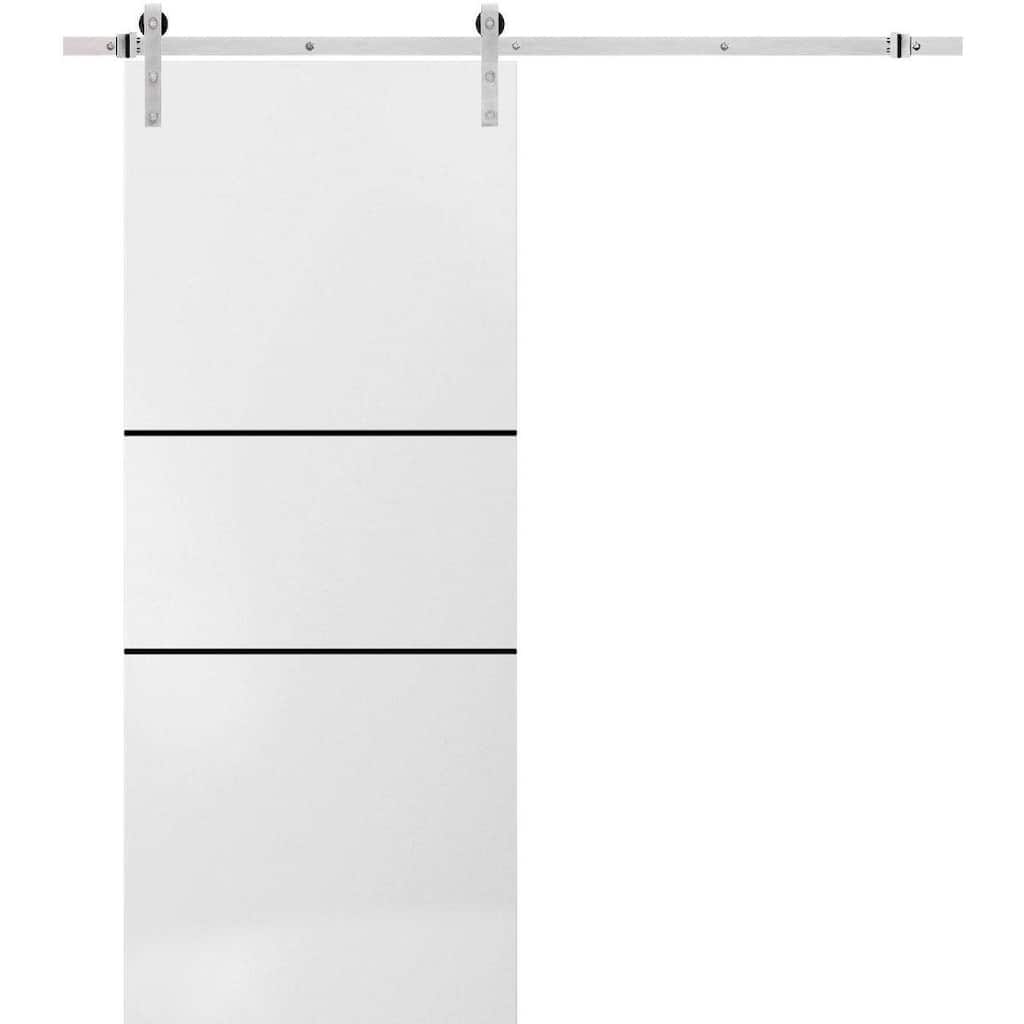 Sturdy Barn Door 36 x 80 Planum 0014 White Silk with 6.6FT
