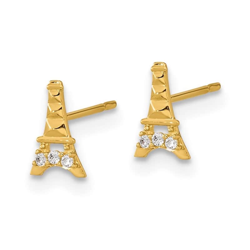 Curata 4.65mm 14k Madi K Kids Cubic Zirconia Eiffel Tower Post Earrings