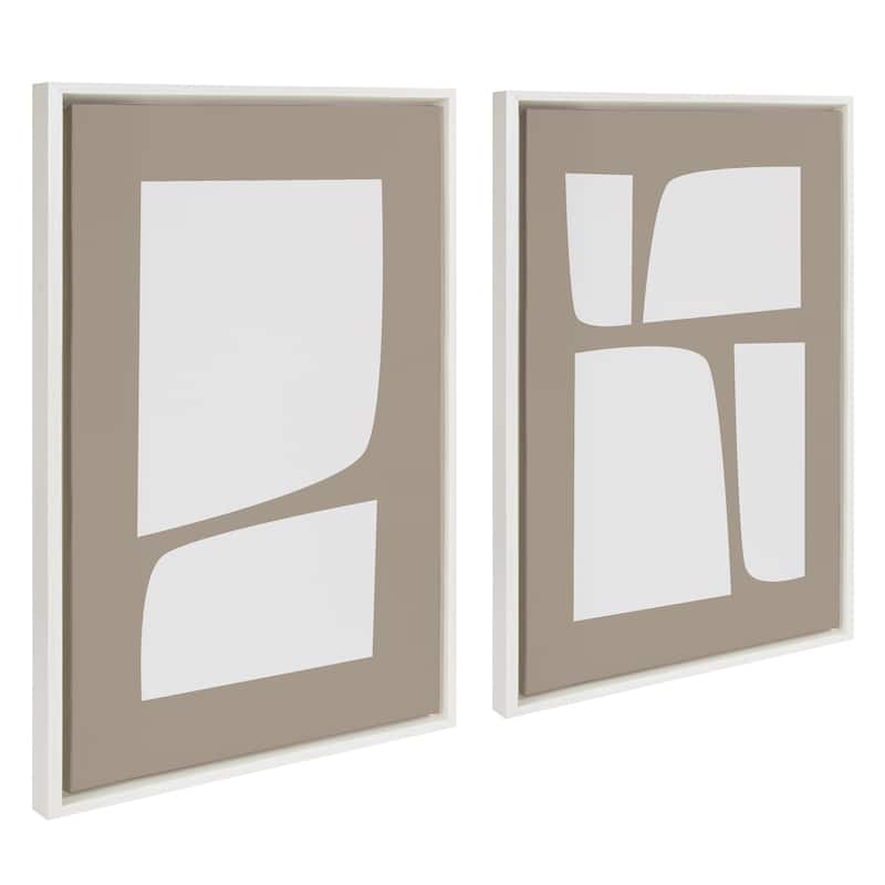 Kate and Laurel Sylvie Aztec Shape Canvas Art by Creative Bunch Studio - 2 Piece Set 23x33 - White