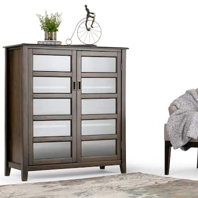 WYNDENHALL Portland SOLID WOOD 40 inch Wide Transitional Medium Storage Cabinet in Mahogany Brown - 40"w x 16.9"d x 44"h