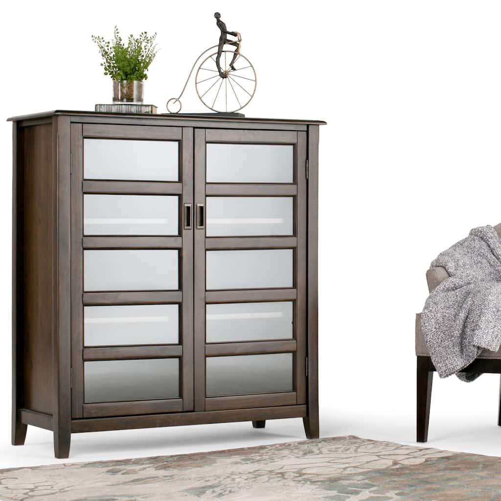 WYNDENHALL Portland SOLID WOOD 40 inch Wide Transitional Medium Storage Cabinet in Mahogany Brown - 40"w x 16.9"d x 44"h
