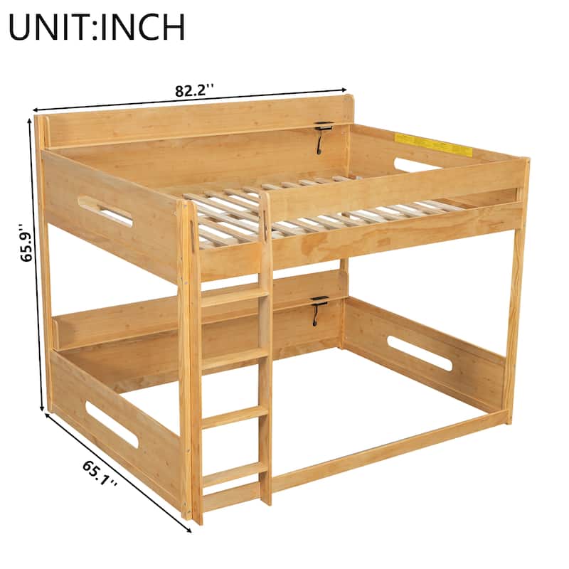 Queen over Queen Bunk Bed with Storage Shelves & USB Ports by Harper&Bright Designs