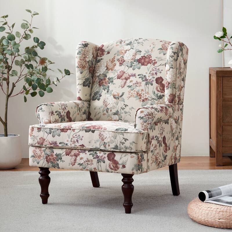 Accent Arm Chair with Turned Legs and Round Arms - Redfloral